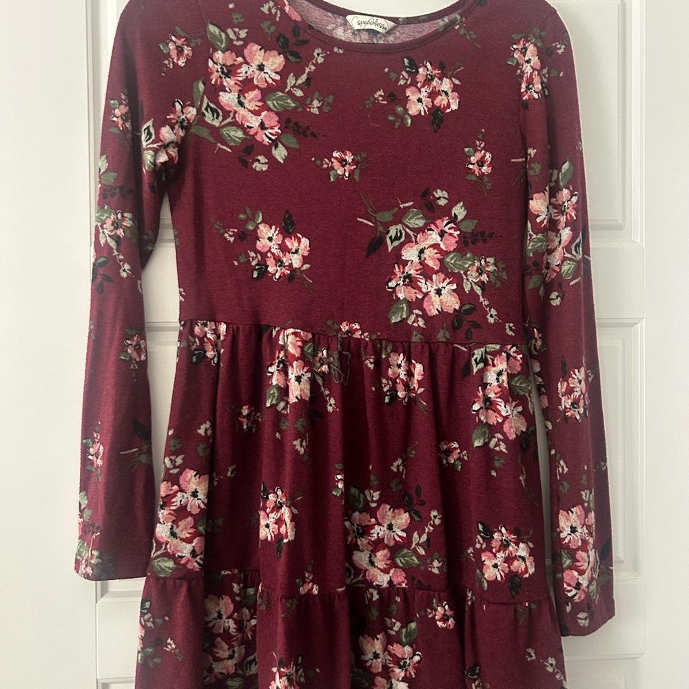 Speechless Maroon Floral Long Sleeve Dress